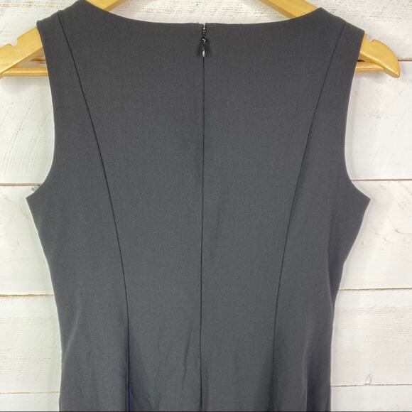ANN‎ TAYLOR Black Sheath Raw Hem Floral Tank Dress Size 4 - Picture 4 of 9